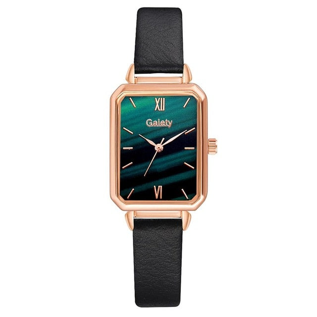 Gaiety Women’s Fashion Quartz Watch Bracelet Set Green Dial Luxury Women Watches Simple Rose Gold Mesh Ladies Watch