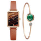 Gaiety Women’s Fashion Quartz Watch Bracelet Set Green Dial Luxury Women Watches Simple Rose Gold Mesh Ladies Watch