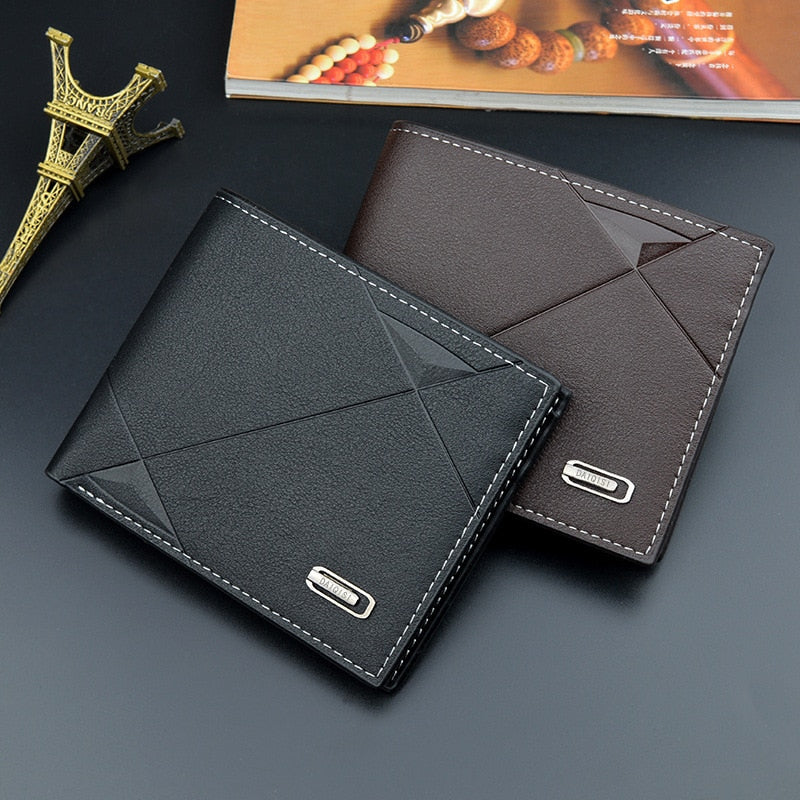 2021 New Mens Wallet Short Multi-card Coin Purse Fashion Casual Wallet Male Youth Thin Three-fold Horizontal Soft Wallet Men PU.