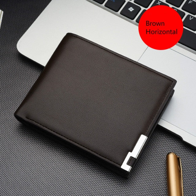 2021 New Mens Wallet Short Multi-card Coin Purse Fashion Casual Wallet Male Youth Thin Three-fold Horizontal Soft Wallet Men PU.