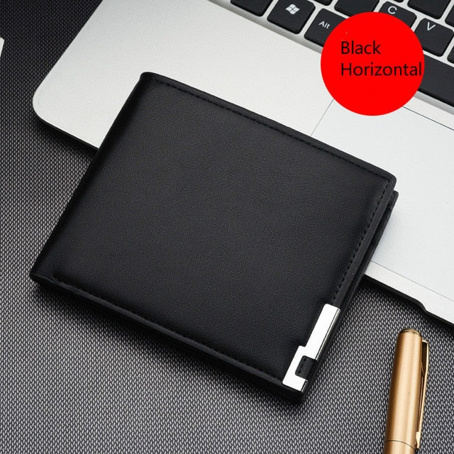 2021 New Mens Wallet Short Multi-card Coin Purse Fashion Casual Wallet Male Youth Thin Three-fold Horizontal Soft Wallet Men PU.