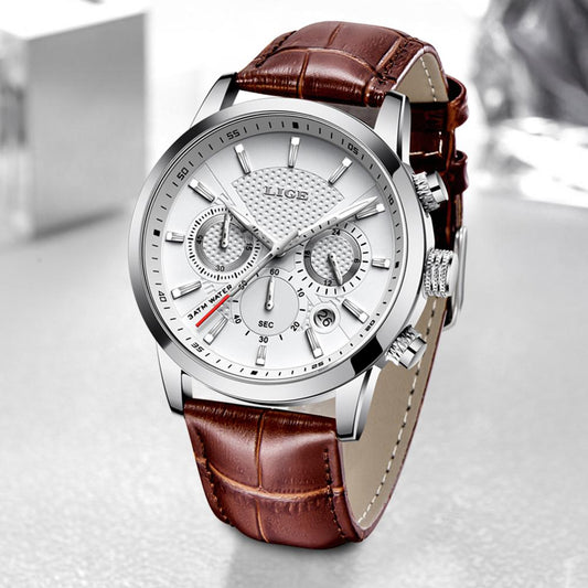 Men’s Casual Leather Chronograph Watch