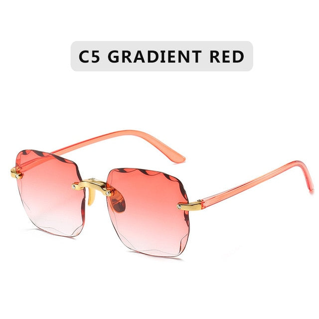 Women's Summer Red Rimless Sunglasses