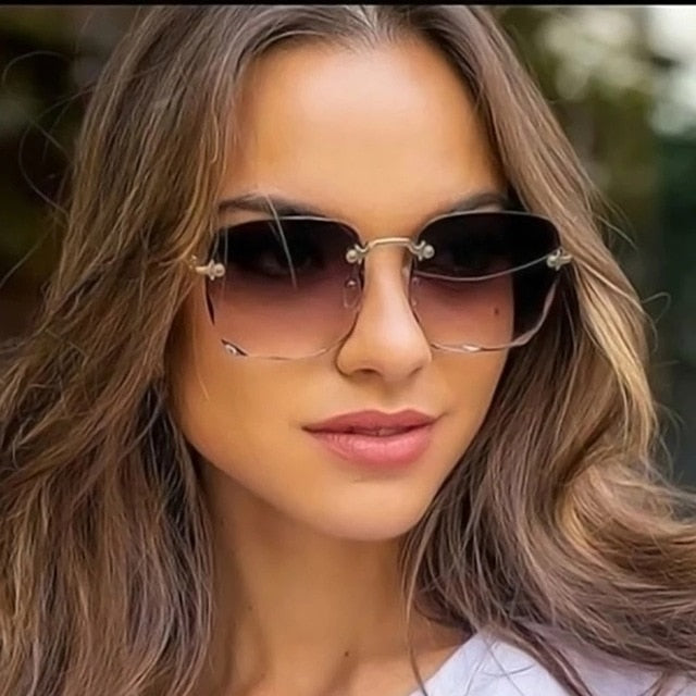 Women's Summer Red Rimless Sunglasses