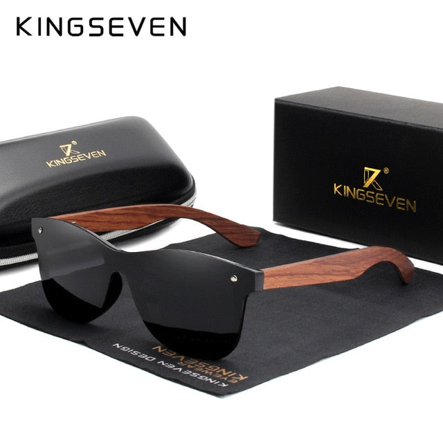 Men's KINGSEVEN Natural Wooden Sunglasses