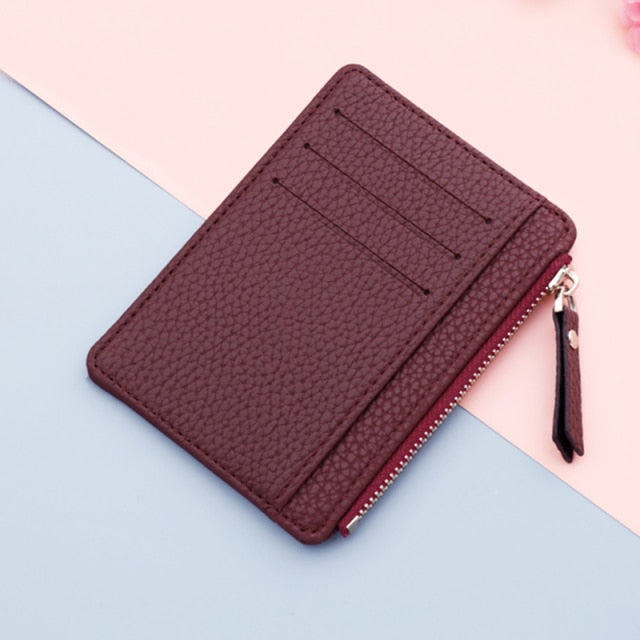 1PC Small Wallet Credit Multi-Card Holders Package Fashion PU Function Zipper Ultra-Thin Organizer Case Student Women Coin Purse.