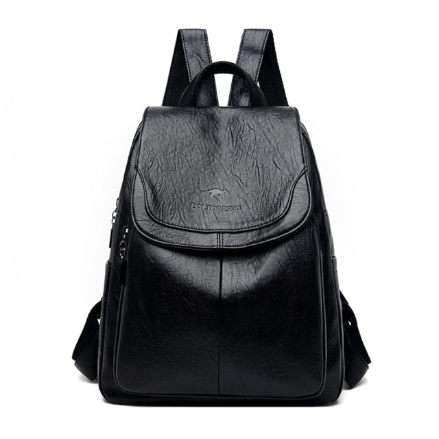 Women Quality Leather Backpacks for Girls Sac A Dos Casual Daypack Black Vintage Backpack School Bags for Girls Mochila Rucksack.