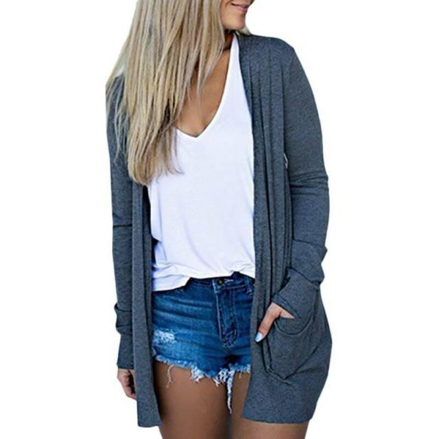 Solid Women Cardigans Long Sleeve Loose Mid Length Knittwear Casual Sweater Cardigan Female Thin Knitted Coat Cardigan Women.