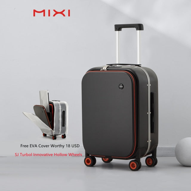 Mixi 2021 New Patent Design Aluminum Frame Suitcase Carry On Rolling Luggage Beautiful Boarding Cabin 18 20 24 Inch M9260.