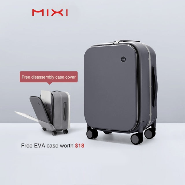 Mixi 2021 New Patent Design Aluminum Frame Suitcase Carry On Rolling Luggage Beautiful Boarding Cabin 18 20 24 Inch M9260.