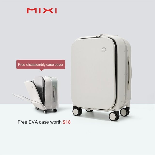 Mixi 2021 New Patent Design Aluminum Frame Suitcase Carry On Rolling Luggage Beautiful Boarding Cabin 18 20 24 Inch M9260.