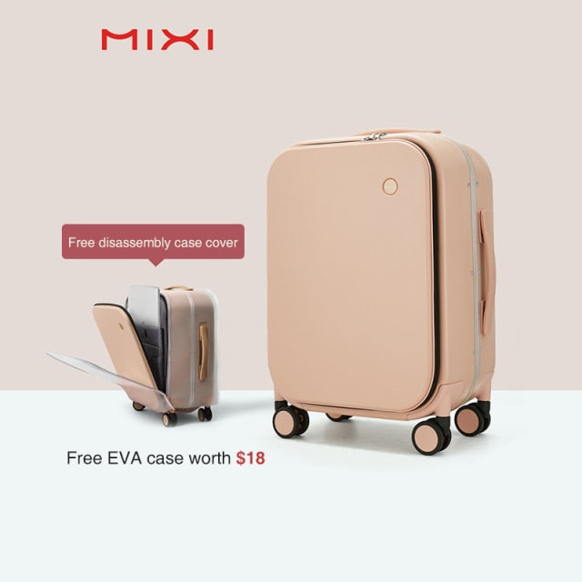 Mixi 2021 New Patent Design Aluminum Frame Suitcase Carry On Rolling Luggage Beautiful Boarding Cabin 18 20 24 Inch M9260.