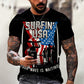 Men's American Flag  O-Neck Tops