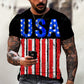 Men's American Flag  O-Neck Tops