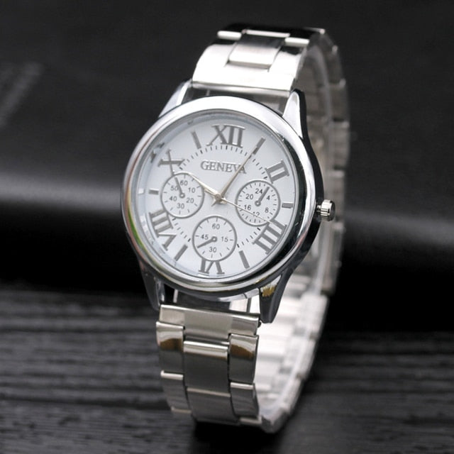 New Brand 3 Eyes Gold Geneva Casual Quartz Watch Women’s Stainless Steel Dress Watches Relogio Feminino Ladies Clock Hot Sale