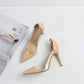 Spring pointed toe single shoes transparent nude color small fresh high-heeled shoes female stiletto summer.