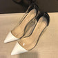 Spring pointed toe single shoes transparent nude color small fresh high-heeled shoes female stiletto summer.