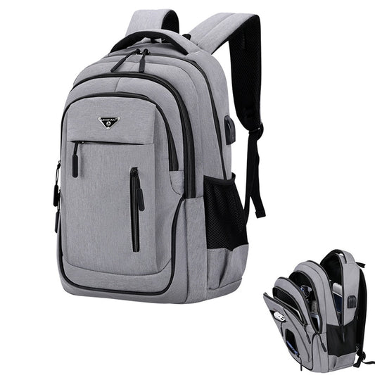 Big Capacity Men Backpack Laptop 15.6 Oxford Gray Solid High School Bags Teen College Student Back Pack Multifunctional Bagpack.