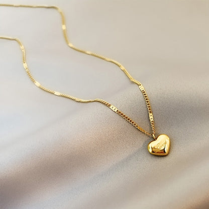 Women's Stainless Steel Gold Color Love Heart Necklaces