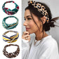 Fashion Floral Women’s Headband Hair Accessories Leopard Cross Knotted Bow Chiffon Hair Band Boho Headdress Ladies Hoop Headwear