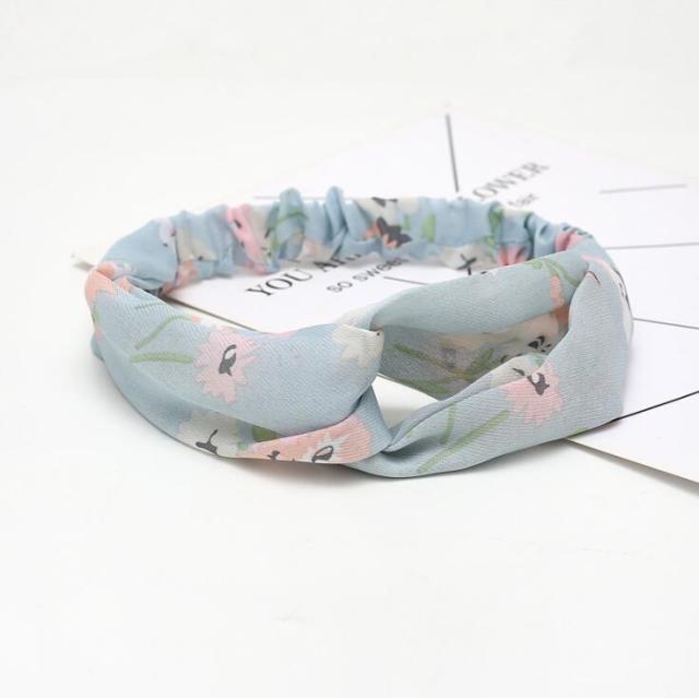 Fashion Floral Women’s Headband Hair Accessories Leopard Cross Knotted Bow Chiffon Hair Band Boho Headdress Ladies Hoop Headwear