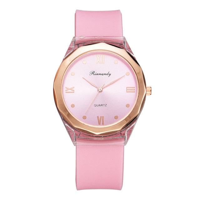 Simple Transparent plastic White Watches Women Fashion Casual Silicone strap Ladies Wristwatches Rome Dial Female Quartz Clock