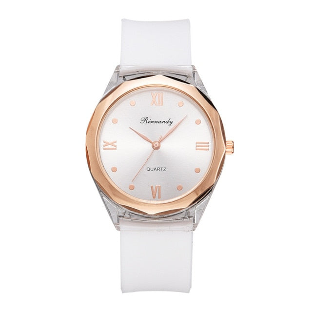 Simple Transparent plastic White Watches Women Fashion Casual Silicone strap Ladies Wristwatches Rome Dial Female Quartz Clock