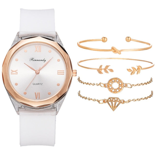 Simple Transparent plastic White Watches Women Fashion Casual Silicone strap Ladies Wristwatches Rome Dial Female Quartz Clock