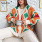 Nadafair Milti Patterned Cardigan Women Fashion Plus Size Winter Sweater Autumn Loose Casual Oversized Knitwear Cardigan Muje.