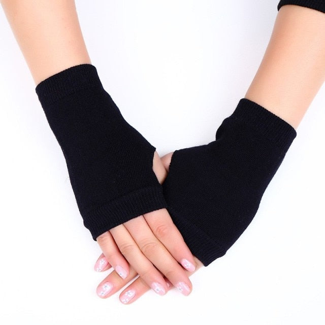 Winter Warm Thickening Wool Gloves Knitted Flip Fingerless Exposed Finger Thick Gloves Without Fingers Mittens Glove Women