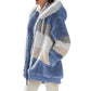 Women Warm Hooded  Patchwork Fleece Jacket