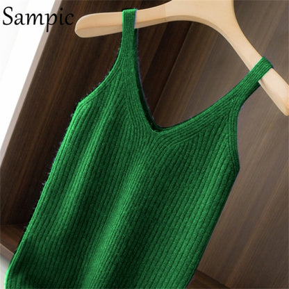 Sampic Cardigans Dress Women 2021 Winter Oversized V Neck Knitted Long Sleeve Cardigans Tops Casual Sexy Club Sweater Outwear.