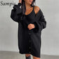 Sampic Cardigans Dress Women 2021 Winter Oversized V Neck Knitted Long Sleeve Cardigans Tops Casual Sexy Club Sweater Outwear.