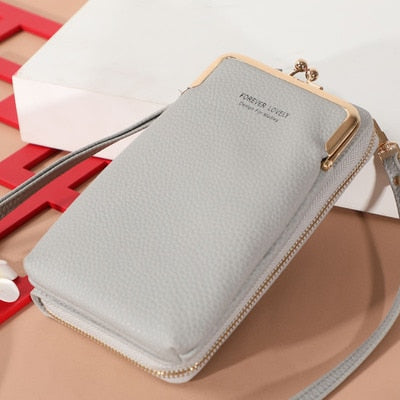 New Fashion Women Purses Solid PU Leather Strap Shoulder Bag Mobile Phone Big Card Holders Wallet Handbag Pockets For Girls.