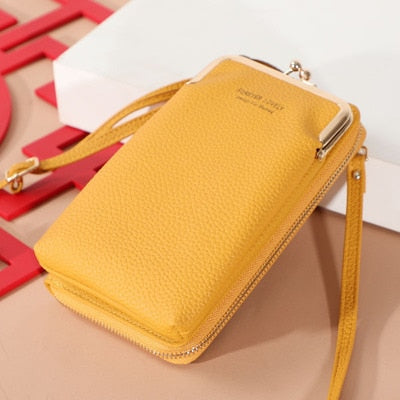 New Fashion Women Purses Solid PU Leather Strap Shoulder Bag Mobile Phone Big Card Holders Wallet Handbag Pockets For Girls.