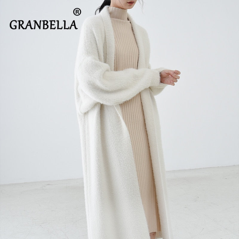 Luxury Long Faux Mink Fur Cardigans For Women New 2022 Russia Spring Autumn Winter Women&#39;s Sweaters Oversize Coat Female Pull.