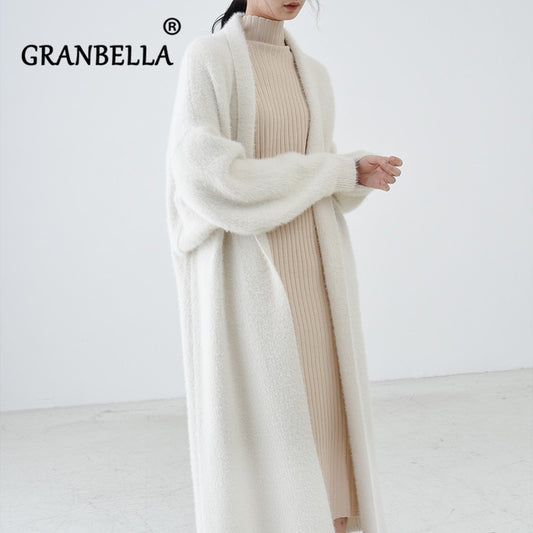 Luxury Long Faux Mink Fur Cardigans For Women New 2022 Russia Spring Autumn Winter Women&#39;s Sweaters Oversize Coat Female Pull.