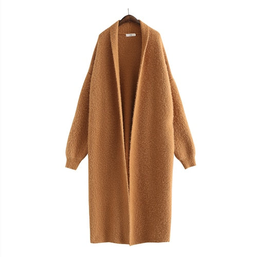 Luxury Long Faux Mink Fur Cardigans For Women New 2022 Russia Spring Autumn Winter Women&#39;s Sweaters Oversize Coat Female Pull.