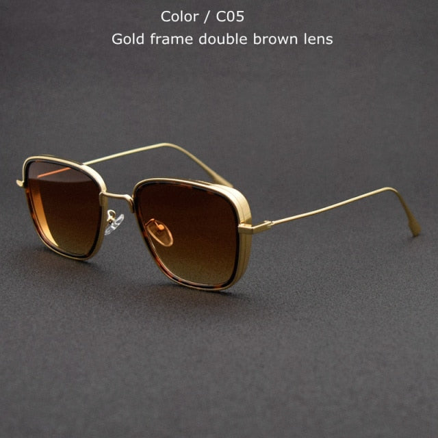 Unisex Designer Vintage Square Metal Frame Sunglasses