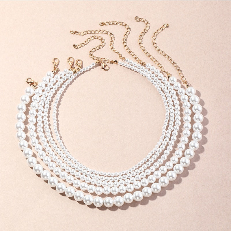 Women's Vintage Pearl Choker Necklaces