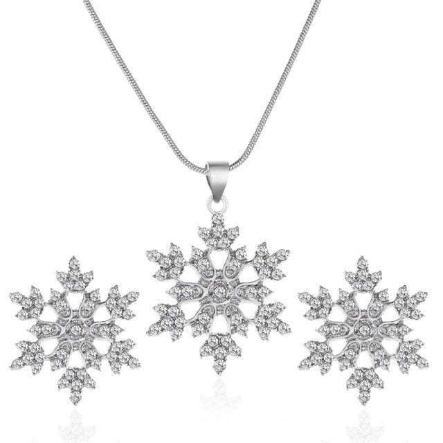 Women's 3 Pcs /set Snowflake Necklace Earrings