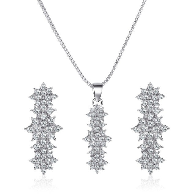 Women's 3 Pcs /set Snowflake Necklace Earrings