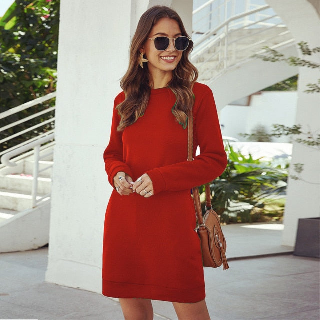 Women's O Neck Mini Dress