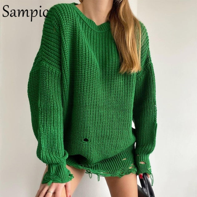 Sampic Cardigans Dress Women 2021 Winter Oversized V Neck Knitted Long Sleeve Cardigans Tops Casual Sexy Club Sweater Outwear.