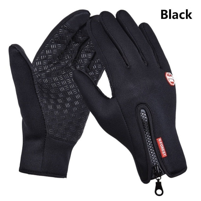 Winter Gloves Mens Touchscreen Waterproof Windproof Skiing Cold Gloves Womens Warm Fashion Outdoor Sports Riding Zipper Gloves