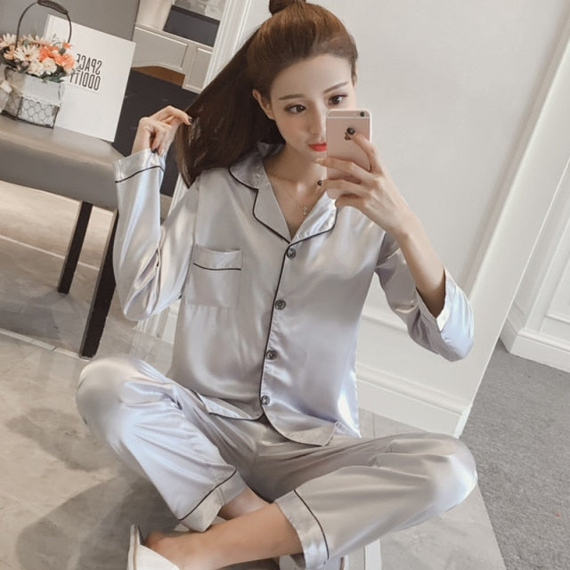 Women’s Two Piece Silk Pajamas