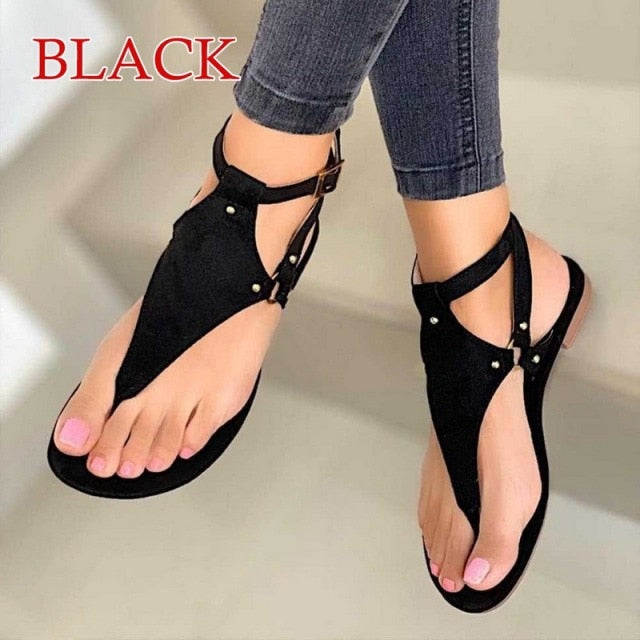 Women Sandals 2021 Summer Outdoor Beach Flip-flop Sandals Solid Fashion Gladiator Sandals Women Flats Casual Ladies Shoes.