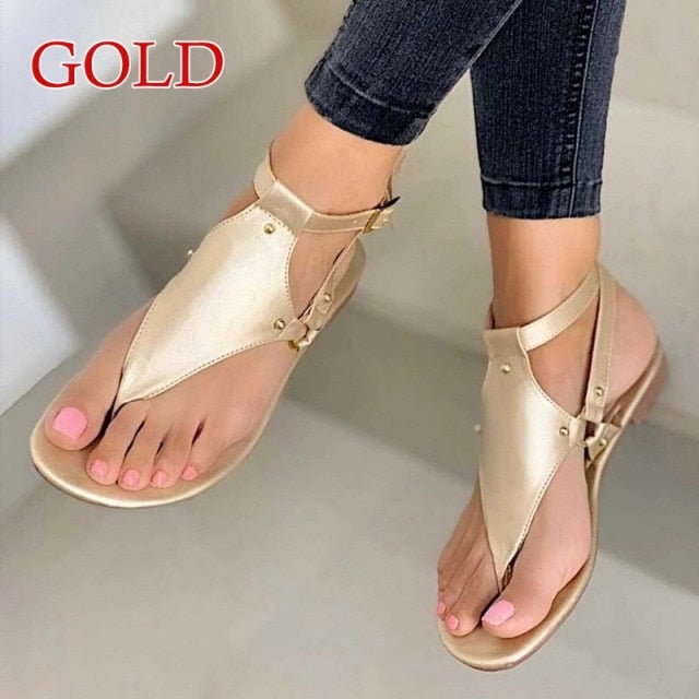 Women Sandals 2021 Summer Outdoor Beach Flip-flop Sandals Solid Fashion Gladiator Sandals Women Flats Casual Ladies Shoes.