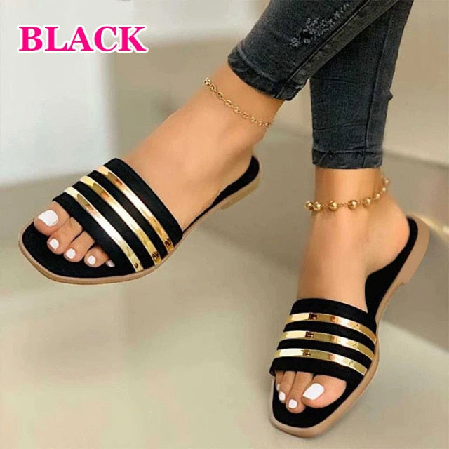 Women Sandals 2021 Summer Outdoor Beach Flip-flop Sandals Solid Fashion Gladiator Sandals Women Flats Casual Ladies Shoes.