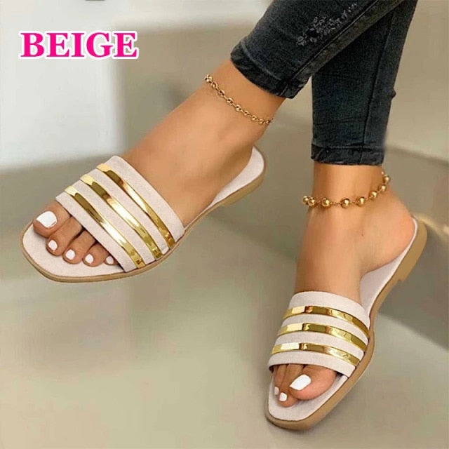 Women Sandals 2021 Summer Outdoor Beach Flip-flop Sandals Solid Fashion Gladiator Sandals Women Flats Casual Ladies Shoes.